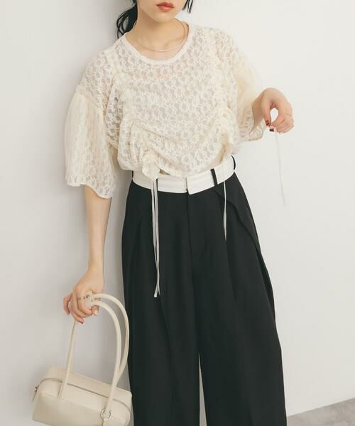 KBF / ケービーエフ シャツ・ブラウス | ドロストレーストップス | 詳細4