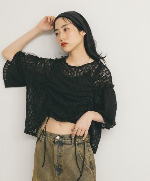 KBF / ケービーエフ シャツ・ブラウス | ドロストレーストップス | 詳細10