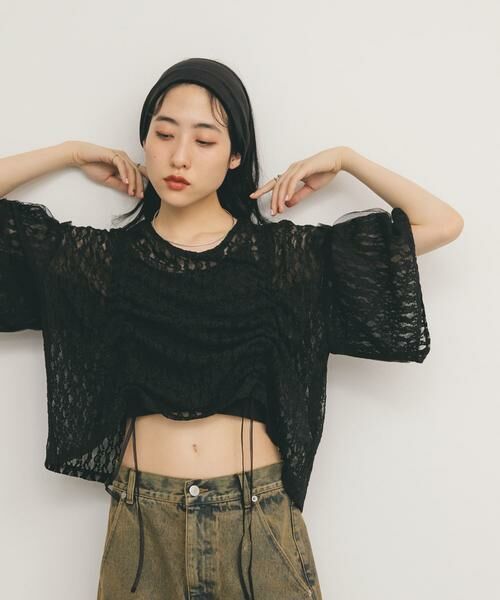 KBF / ケービーエフ シャツ・ブラウス | ドロストレーストップス | 詳細11