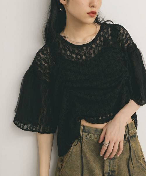 KBF / ケービーエフ シャツ・ブラウス | ドロストレーストップス | 詳細13