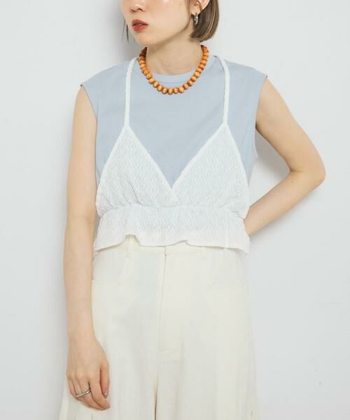 KBF / ケービーエフ Tシャツ | ビスチェドッキングトップス | 詳細1