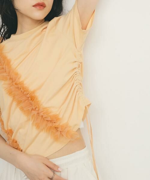 KBF / ケービーエフ Tシャツ | シャーリングフリルTEE | 詳細1