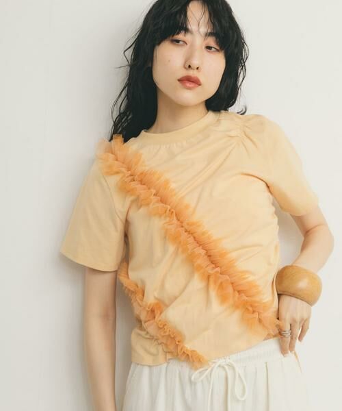 KBF / ケービーエフ Tシャツ | シャーリングフリルTEE | 詳細2