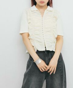 KBF / ケービーエフ Tシャツ | フロントホックシャーリングRIBトップス