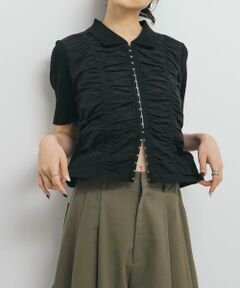 KBF / ケービーエフ Tシャツ | フロントホックシャーリングRIBトップス