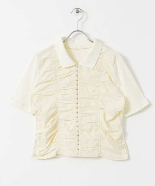 KBF / ケービーエフ Tシャツ | フロントホックシャーリングRIBトップス | 詳細5