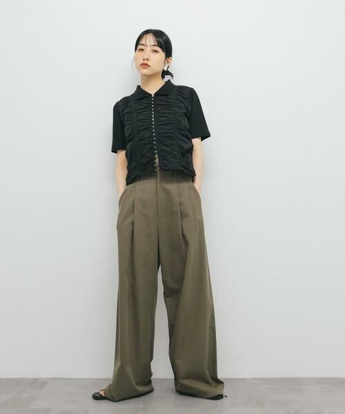 KBF / ケービーエフ Tシャツ | フロントホックシャーリングRIBトップス | 詳細16