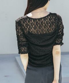 KBF / ケービーエフ Tシャツ | ハーフスリーブドレープレースTEE