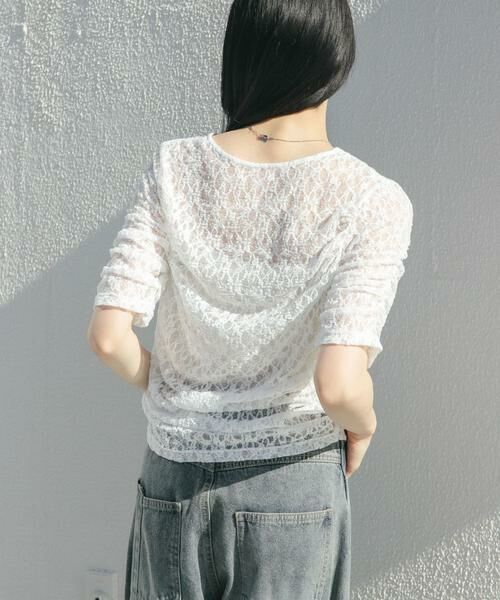 KBF / ケービーエフ Tシャツ | ハーフスリーブドレープレースTEE | 詳細2