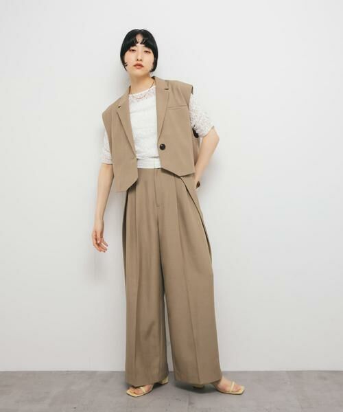 KBF / ケービーエフ Tシャツ | ハーフスリーブドレープレースTEE | 詳細5