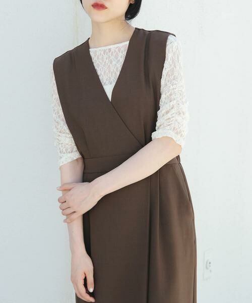 KBF / ケービーエフ Tシャツ | ハーフスリーブドレープレースTEE | 詳細9