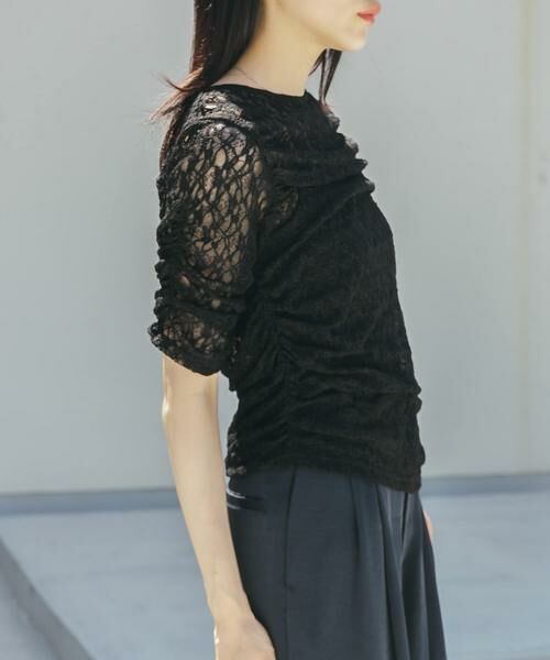 KBF / ケービーエフ Tシャツ | ハーフスリーブドレープレースTEE | 詳細22