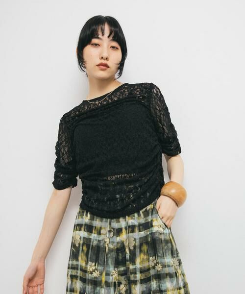 KBF / ケービーエフ Tシャツ | ハーフスリーブドレープレースTEE | 詳細26