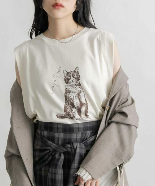 KBF / ケービーエフ Tシャツ | ノースリーブプリントカットソー | 詳細5