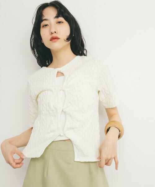 KBF / ケービーエフ Tシャツ | 2WAYケーブルジャカードトップス | 詳細4