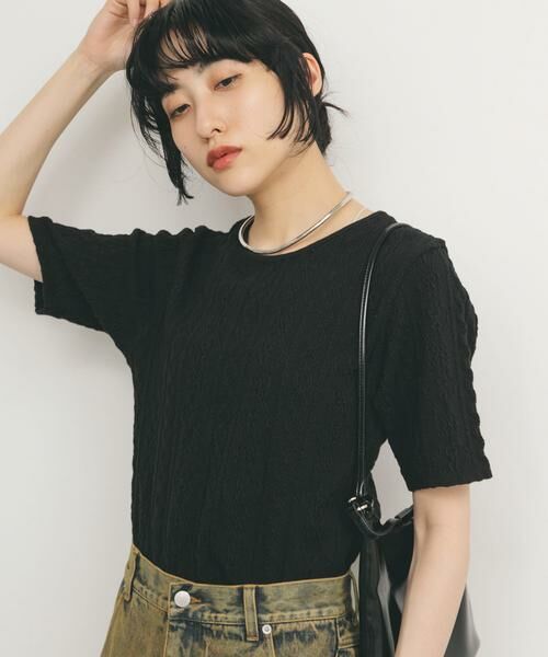 KBF / ケービーエフ Tシャツ | 2WAYケーブルジャカードトップス | 詳細11