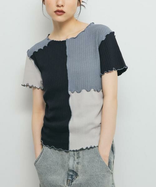 KBF / ケービーエフ Tシャツ | MIXカラーパッチワークカットソー | 詳細10