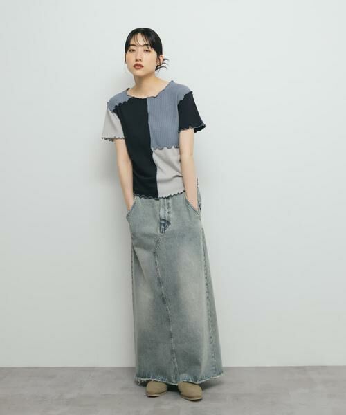 KBF / ケービーエフ Tシャツ | MIXカラーパッチワークカットソー | 詳細13