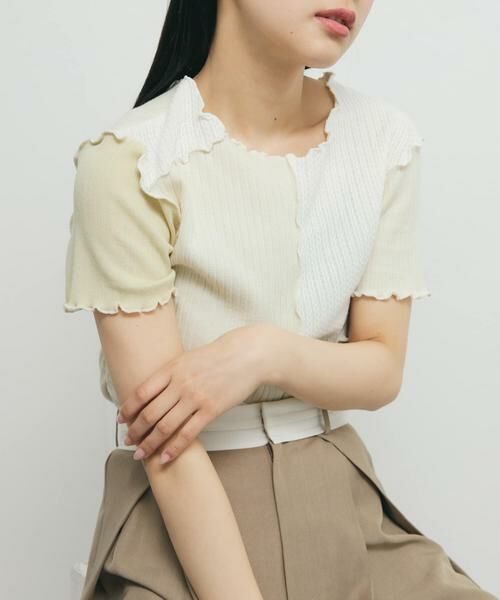 KBF / ケービーエフ Tシャツ | MIXカラーパッチワークカットソー(ホワイト系その他)