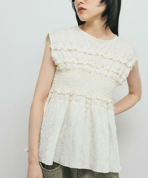 KBF / ケービーエフ Tシャツ | フリルドッキングカットソー | 詳細1
