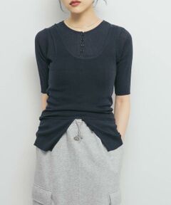 KBF / ケービーエフ ニット・セーター | フロントボタンレイヤードニット