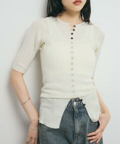 KBF / ケービーエフ ニット・セーター | フロントボタンレイヤードニット