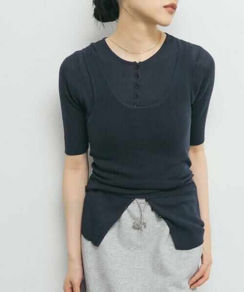 KBF / ケービーエフ ニット・セーター | フロントボタンレイヤードニット | 詳細1