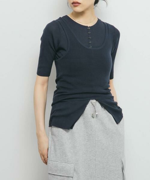 KBF / ケービーエフ ニット・セーター | フロントボタンレイヤードニット | 詳細2