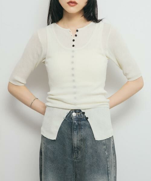 KBF / ケービーエフ ニット・セーター | フロントボタンレイヤードニット | 詳細24