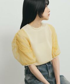 KBF / ケービーエフ ニット・セーター | チュールスリーブニット