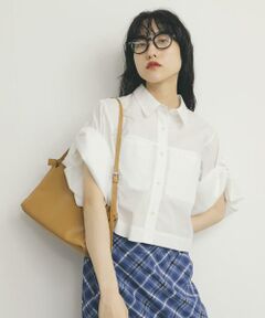 KBF / ケービーエフ シャツ・ブラウス | クロップドハーフスリーブシャツ