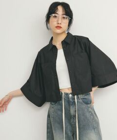 KBF / ケービーエフ シャツ・ブラウス | クロップドハーフスリーブシャツ