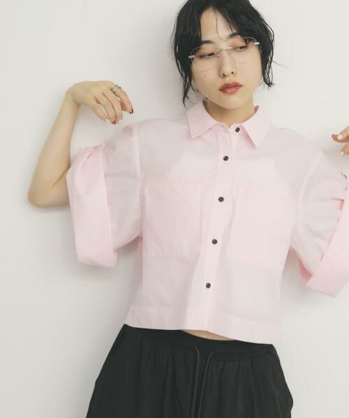 KBF / ケービーエフ シャツ・ブラウス | クロップドハーフスリーブシャツ | 詳細1