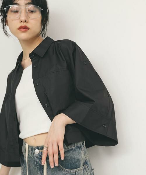 KBF / ケービーエフ シャツ・ブラウス | クロップドハーフスリーブシャツ | 詳細25