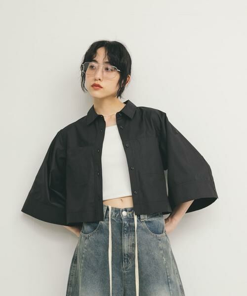 KBF / ケービーエフ シャツ・ブラウス | クロップドハーフスリーブシャツ | 詳細29