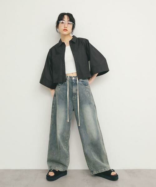 KBF / ケービーエフ シャツ・ブラウス | クロップドハーフスリーブシャツ | 詳細30