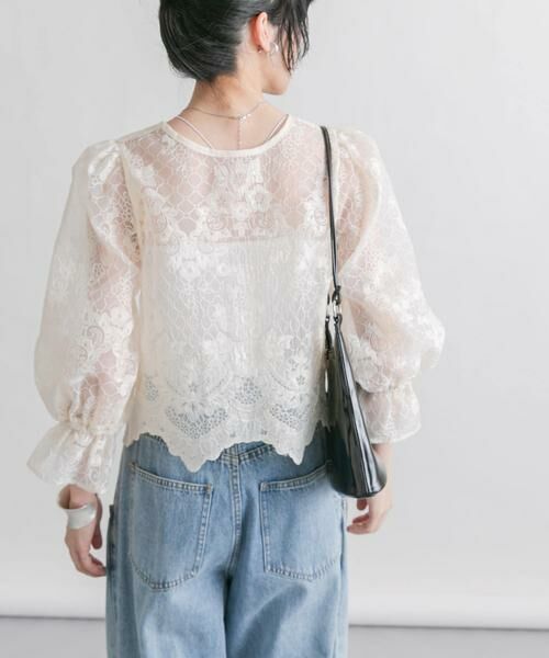 KBF / ケービーエフ シャツ・ブラウス | オーガンジー刺繍クロップドブラウス | 詳細17