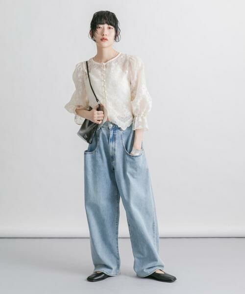 KBF / ケービーエフ シャツ・ブラウス | オーガンジー刺繍クロップドブラウス | 詳細18