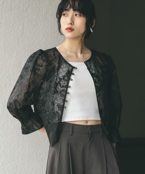 KBF / ケービーエフ シャツ・ブラウス | オーガンジー刺繍クロップドブラウス | 詳細22