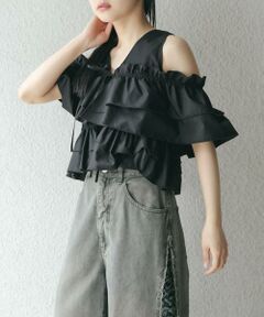 KBF / ケービーエフ シャツ・ブラウス | マルチWAYクロスフリルブラウス