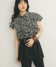 KBF / ケービーエフ シャツ・ブラウス | ドロストシアーチェックブラウス