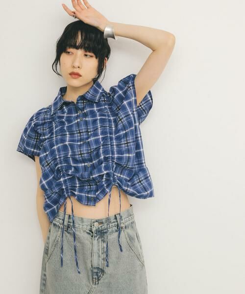 KBF / ケービーエフ シャツ・ブラウス | ドロストシアーチェックブラウス | 詳細1
