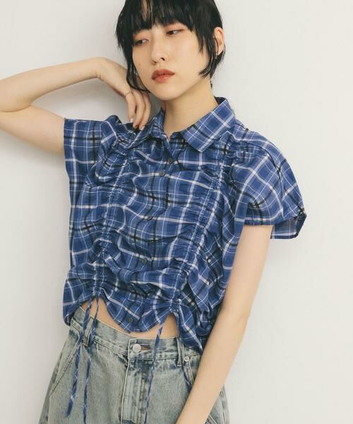 KBF / ケービーエフ シャツ・ブラウス | ドロストシアーチェックブラウス | 詳細2
