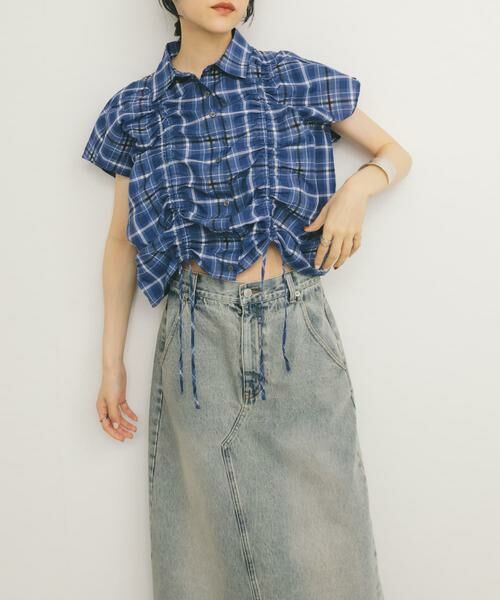 KBF / ケービーエフ シャツ・ブラウス | ドロストシアーチェックブラウス | 詳細5