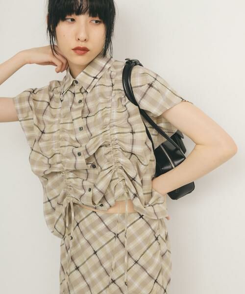 KBF / ケービーエフ シャツ・ブラウス | ドロストシアーチェックブラウス | 詳細27
