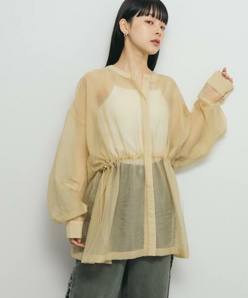 KBF / ケービーエフ シャツ・ブラウス | シアードロストカラーレスシャツ | 詳細2