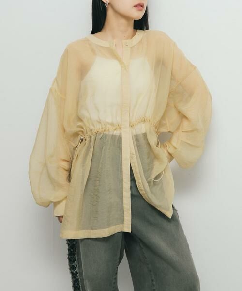 KBF / ケービーエフ シャツ・ブラウス | シアードロストカラーレスシャツ | 詳細3