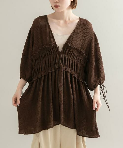 KBF / ケービーエフ シャツ・ブラウス | フロントリボンチュニック | 詳細1