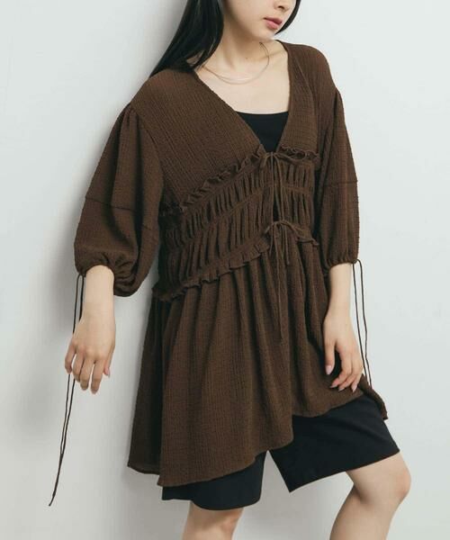 KBF / ケービーエフ シャツ・ブラウス | フロントリボンチュニック | 詳細10