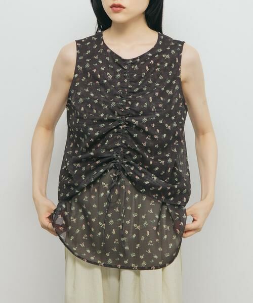 KBF / ケービーエフ シャツ・ブラウス | フラワープリントメッシュトップス | 詳細1